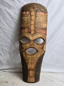 lot 361 image: Hand-Carved African Mask with Intricate Designs
