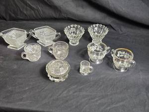 lot 382 image: Assorted Vintage Cut Glass Bowls and Cups