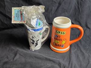 lot 403 image: Beer Mug and Monopoly Boardwalk Coffee Mug Set