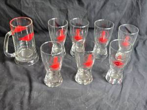 lot 407 image: Set of 8 Drinking Glasses with Red Grain Belt Logo