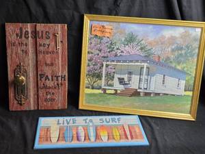 lot 411 image: Elvis Presley Birthplace Artwork, Surf Decor, and Inspirational Wall Art