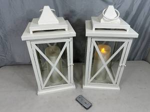 lot 57 image: Pair of Luminara Flameless Candle Lanterns