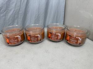lot 62 image: 3 New Pumpkin Spice 3 Wick Candles