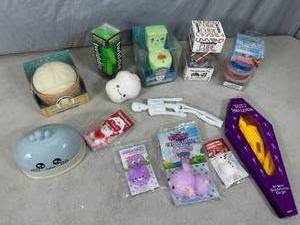 lot 90 image: New Squishies, Dumpling, Sushi Box, Fidget Toys, Etc
