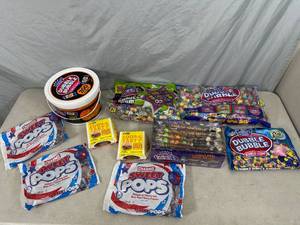 lot 112 image: Assorted Candy, Charms Suckers, Dubble Bubble Bubble Gum, and More
