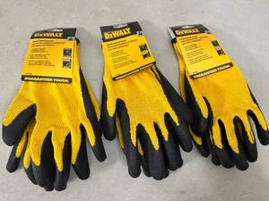 lot 159 image: 3 New Pairs of Dewalt Coated Gripper Work Gloves