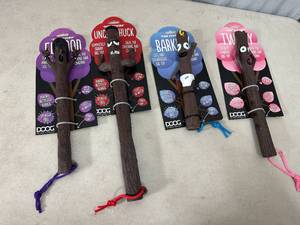 lot 163 image: 4 New The Sticks Hard Rubber Dog Toys