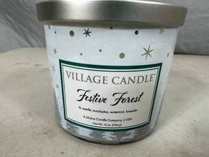 lot 166 image: New Village Candle 3 Wick Festive Forest Candle