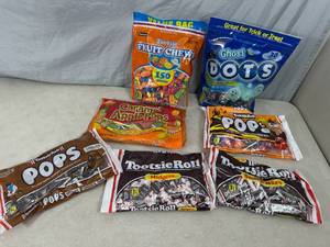 lot 240 image: Assorted Candy, Tootsie Rolls, Fruit Chews, Dots, Tootsie Pops, and More