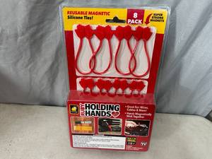 lot 241 image: New 8 Pack of Ruby Holding Hands Magnetic Silicone Ties  Organizers