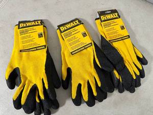 lot 258 image: 3 New Pairs of Dewalt Coated Gripper Work Gloves