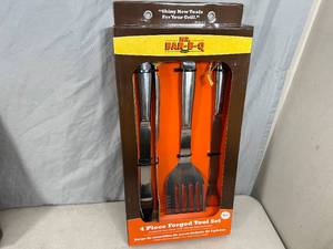 lot 276 image: New 4 pc Forged Stainless Steel BBQ Set