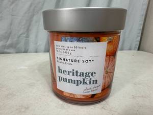 lot 300 image: New Signature Soy Plant Based Wax Blend 2 Wick Candle - Heritage Pumpkin