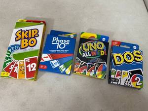lot 339 image: 4 New Card Games - Dos, Skip-Bo, Phase 10, UNO