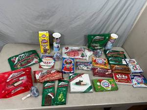 lot 363 image: Larg Lot of Candy, Andes Mints, Dubble Bubble, Andes Baking Chips, and More.