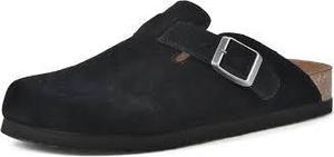 WHITE MOUNTAIN Bari Signature Comfort-Molded Footbed Clog-BlackSuede-Size 6