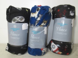 Set of 3 Comfort Bay Kids Fleece Throw Blankets-50 x 60