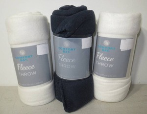 Set of 3 Comfort Bay Fleece Throw Blankets-50 x 60