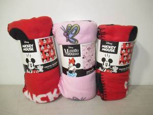 Set of 3 Mickey & Minnie Mouse Kids Travel Blankets-40 x 50