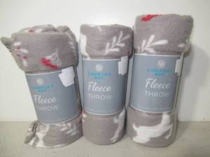 Set of 3 Comfort Bay Fleece Throw-50 x 60
