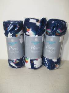 Set of 3 Comfort Bay Fleece Throw Blankets-50 x 60