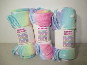 Set of 3 Super Soft Kitty & Stars Print Plush Throw Blanket-48 x 48