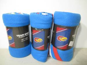 Set of 3 Team Spirit Kansas U Jayhawks Fleece Throw-40 x 60