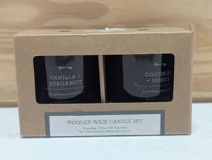 Wooden Wick 2 Candle Set - VanillaBergamot & CoconutHoney