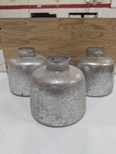 3 Glass Ornate Vases - Clear Bottoms - Table Top Decor
