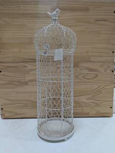 Tall Metal Bird Cage - White