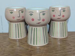 3 Face Planters - Ceramic Painted