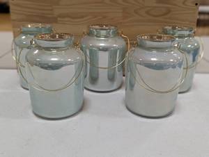 5 Reflective VesselsVases - Table Top Decor - Gold Trim Glass