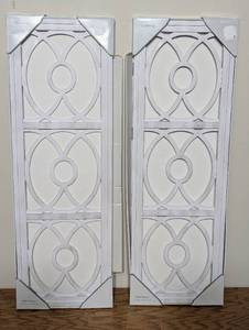 2 Rustic Wood Wall Plaques- Shutters- 12x35.5-White