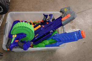 lot 369 image: Assorted Dart Blasters with Tub of Darts