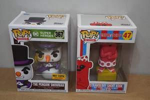 lot 107 image: 2 Pop Figurines -The Penguin Snowman, Strawberry Short Kook