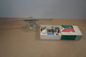 lot 273 image: Antique Singer Sewing Machine Attachments and Glass Electrical Insulator