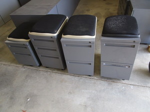 lot 20 image: (4) Misc. Rolling File Cabinets wRemovable Seat Cushions