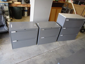 lot 21 image: (3) Lateral File Cabinets (1) 18x36x40 (2) 18x30x27