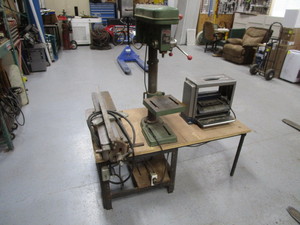 lot 25 image: Work Bench wDrill Press, Planer, Jointer