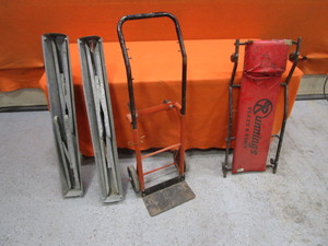lot 156 image: 2 Wheeler, Creeper, Foldable Steel Sawhorses