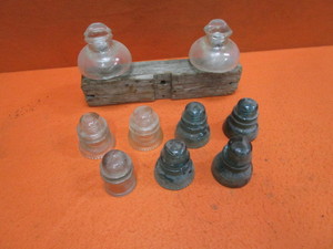 lot 220 image: Vintage Glass Insulators & Top of Pole
