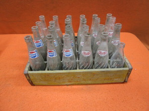 lot 259 image: Vintage Pepsi & Nesbitts Bottles & Crate