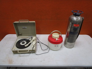lot 282 image: Vintage GE Record Player, Water Cooler, Fire Extinguisher