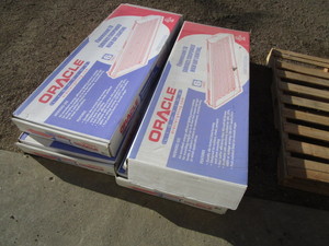 lot 58-A image: (4) (New) 2x4 High Bay Fluorescent Light Fixtures