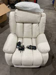 lot 97 image: TEKAMON Infinite Position Lift Recliner Chair for Elderly with Heat and Massage Lay Flat Sleeping Power Lift Chair, Linen Fabric