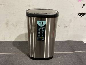 lot 113 image: Nine Stars 13.2 Gallon Trash Can, Motion Sensor Kitchen Trash Can, Stainless Steel