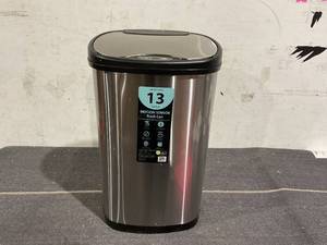 lot 114 image: Nine Stars 13.2 Gallon Trash Can, Motion Sensor Kitchen Trash Can, Stainless Steel