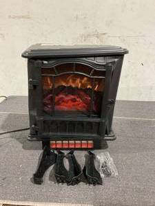 lot 117 image: Mainstays 2-Setting 3D Electric Stove Heater with Life-like Flame