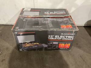 lot 225 image: Blackstone E-Series 2-Burner 22 Electric Tabletop Griddle with Prep Cart
