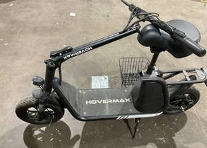 lot 249 image: HOVERMAX Electric Scooter with Seat for Adult, 400W Motor up to 22 Miles Range & 18.6Mph, 12 Pneumatic Tire Foldable Scooter with Seat & Carry Basket